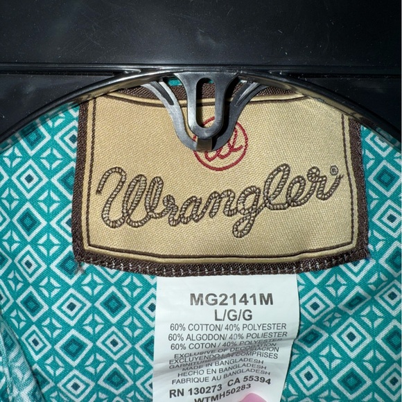 Wrangler Teal Patterned Casual Shirt - Picture 3 of 5